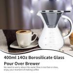 HERCHR 400ml Borosilicate Glass Pour Over Coffee Maker