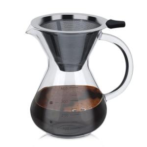HERCHR 400ml Borosilicate Glass Pour Over Coffee Maker
