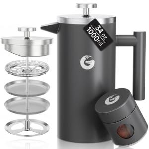 Coffee Gator 1L French Press - Double-Wall Insulated