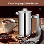 Wrobic French Press Coffee Maker - 600ml Stainless Steel