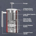 VonShef Stainless Steel 6-Cup French Press Coffee Maker