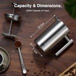 VonShef Stainless Steel 6-Cup French Press Coffee Maker