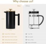 Enfmay 350ml Stainless Steel French Press Coffee Maker