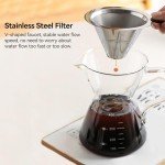 HERCHR 400ml Borosilicate Glass Pour Over Coffee Maker