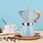 Blue Stovetop Espresso Maker - 6 Cup Moka Pot