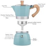 Blue Stovetop Espresso Maker - 6 Cup Moka Pot