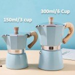 Blue Stovetop Espresso Maker - 6 Cup Moka Pot