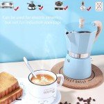 Blue Stovetop Espresso Maker - 6 Cup Moka Pot