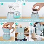 Blue Stovetop Espresso Maker - 6 Cup Moka Pot