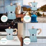 Blue Stovetop Espresso Maker - 6 Cup Moka Pot