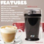 M4Y Electric Coffee Grinder with Powerful 150 Watts