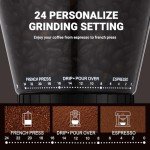 AMZCHEF Electric Coffee Grinder with 24 Grind Settings
