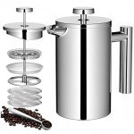 Wrobic French Press Coffee Maker - 600ml Stainless Steel