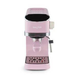Pink Retro Espresso Machine with Milk Frother