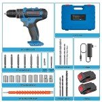 Cordless Power Drill Set with Battery and Charger, 25+3 Mini Drill 21V Electric Drill Cordless Hammer Impact Drill Set with 3/8 Inch Keyless Chuck with 2 Batteries