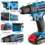 Cordless Power Drill Set with Battery and Charger, 25+3 Mini Drill 21V Electric Drill Cordless Hammer Impact Drill Set with 3/8 Inch Keyless Chuck with 2 Batteries
