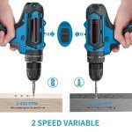 Cordless Power Drill Set with Battery and Charger, 25+3 Mini Drill 21V Electric Drill Cordless Hammer Impact Drill Set with 3/8 Inch Keyless Chuck with 2 Batteries
