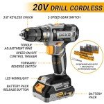Cordless Drill Tool Kit Set: 20V Power Drill Tool Box with Battery Electric Drill Driver for Men Home Hand Repair Basic Toolbox Tools Sets Drills Case