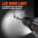 Cordless Drill Set 20V, Electric Drill with 42pcs Accessories and Battery 2.0Ah, Power Drill 25+1 Torque, 2 Speed, 3/8 Inch Keyless Chuck, LED Light, Power Tool Set for Home DIY and Garden Repair