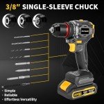 AwxryoX Brushless Compact Drill Tool Set, 60N.m 20V Cordless Drill Tool Box with 2 Battery, 135Pcs Man Household Tool Set with DIY Hand Tool Kits, 531 In-lb Tool Set with Drill for Daily Home Repair