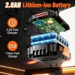 Cordless Drill Set 20V, Electric Drill with 42pcs Accessories and Battery 2.0Ah, Power Drill 25+1 Torque, 2 Speed, 3/8 Inch Keyless Chuck, LED Light, Power Tool Set for Home DIY and Garden Repair