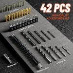 Cordless Drill Set 20V, Electric Drill with 42pcs Accessories and Battery 2.0Ah, Power Drill 25+1 Torque, 2 Speed, 3/8 Inch Keyless Chuck, LED Light, Power Tool Set for Home DIY and Garden Repair