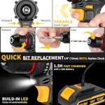 AwxryoX Brushless Compact Drill Tool Set, 60N.m 20V Cordless Drill Tool Box with 2 Battery, 135Pcs Man Household Tool Set with DIY Hand Tool Kits, 531 In-lb Tool Set with Drill for Daily Home Repair