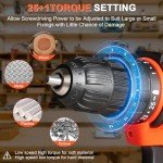 BIHOO Drill Driver Set, 12V Cordless Drill with Battery and Charger, LED Drill Tools Kit, 25+1 Torque Setting and 43pcs Drill Bits