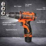 BIHOO Drill Driver Set, 12V Cordless Drill with Battery and Charger, LED Drill Tools Kit, 25+1 Torque Setting and 43pcs Drill Bits