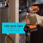 BLACK+DECKER 20V MAX Cordless Drill Driver with Battery and Charger, LED Work Light (LDX220C)