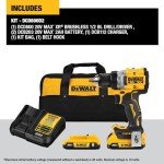 DEWALT 20V MAX XR Cordless Drill/Driver Kit, Brushless, Compact, with 2 Batteries and Charger (DCD800D2)