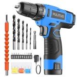 PULITUO 12V Blue Cordless Drill Set Power Drill Kit with Battery and Charger,electric drill home improvement,3/8-Inch Keyless Chuck,Built-in LED,21+1 Torque Setting small drill