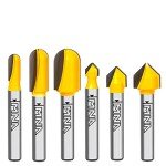 90° V Groove and Round Nose Router Bit Set