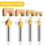 90 Degree V Groove Router Bit Set, 1/4" Shank