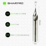 SHARPRO 30° V Groove Router Bit 1/4 Inch
