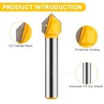 90 Degree V Groove Router Bit Set, 1/4" Shank