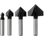 4-Piece 90° V Groove Router Bit Set
