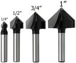 4-Piece 90° V Groove Router Bit Set
