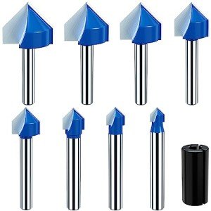 90 Degree V Groove Router Bit Set, 1/4" Shank