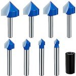 90 Degree V Groove Router Bit Set, 1/4" Shank