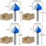90 Degree V Groove Router Bit Set, 1/4" Shank