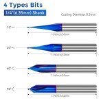 CNC Wood Carving Router Bits Set - 4 Pieces