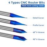 CNC Wood Carving Router Bits Set - 4 Pieces
