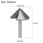 90° V-Groove Router Bit, 32mm Dia, 6mm Shank