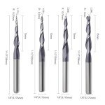 Tapered Ball Nose CNC Cutter Bit Set - 4 Pcs
