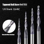 Tapered Ball Nose CNC Cutter Bit Set - 4 Pcs