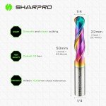 SHARPRO 1/4" Ball Nose CNC Router Bits Set