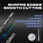 40-Piece CNC Router Bit Set with 1/8" Shank