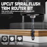 Up Cut Spiral Flush Trim Router Bit, 1/4" Shank