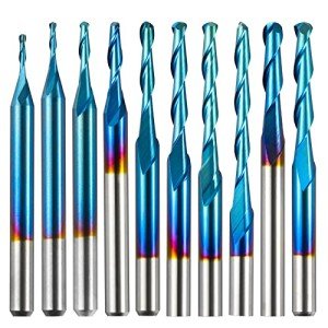 10-Piece Ball Nose Spiral End Mill Set